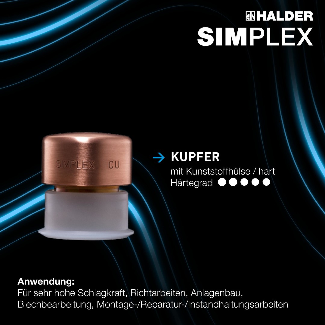 SIMPLEX-Aktionsbox KFZ, SIMPLEX-Schonhammer D40, Kupfer / Weichmetall plus Durchschlag | 3749s001