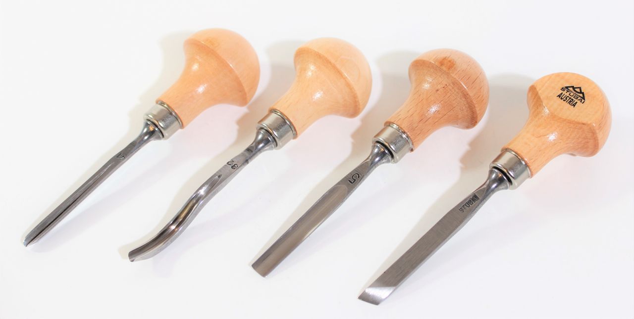 STUBAI Micro Stechbeitel Satz 4 tlg. Nr. S580001 Mini Schnitzeisen Messer Beitel