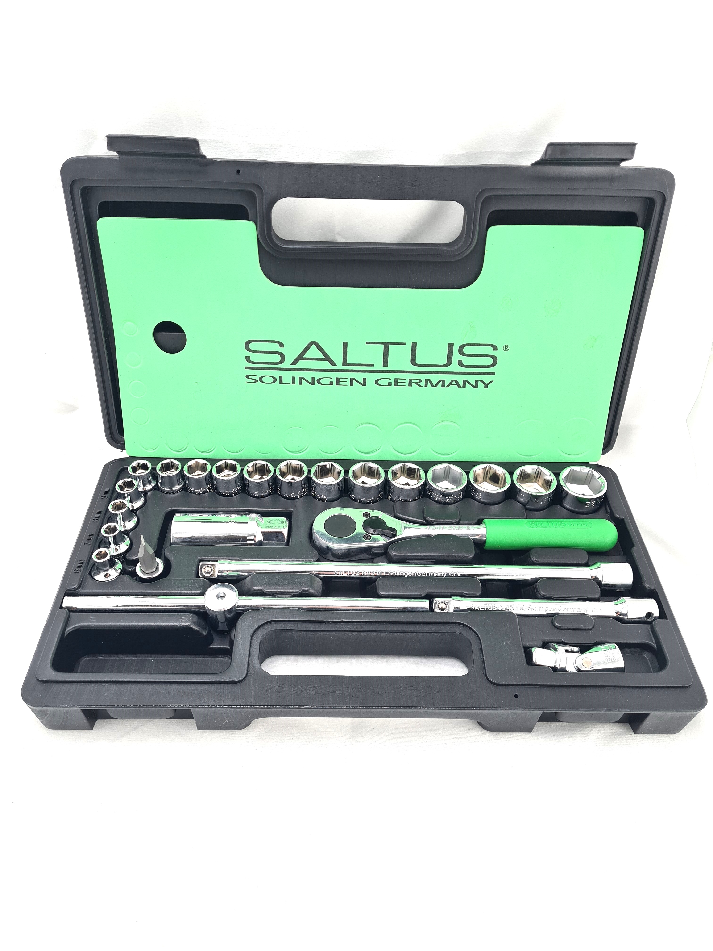 SALTUS Knarrenkasten 24-tlg Ratschenkasten Steckschlüssel-Satz Werkzeugsatz 3/8"