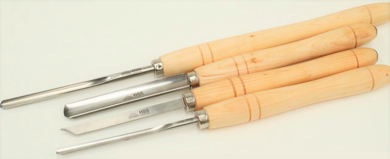 STUBAI Drechselmesser Set 4 tlg. S700004 Beitel Messer Drechseleisen in Tasche