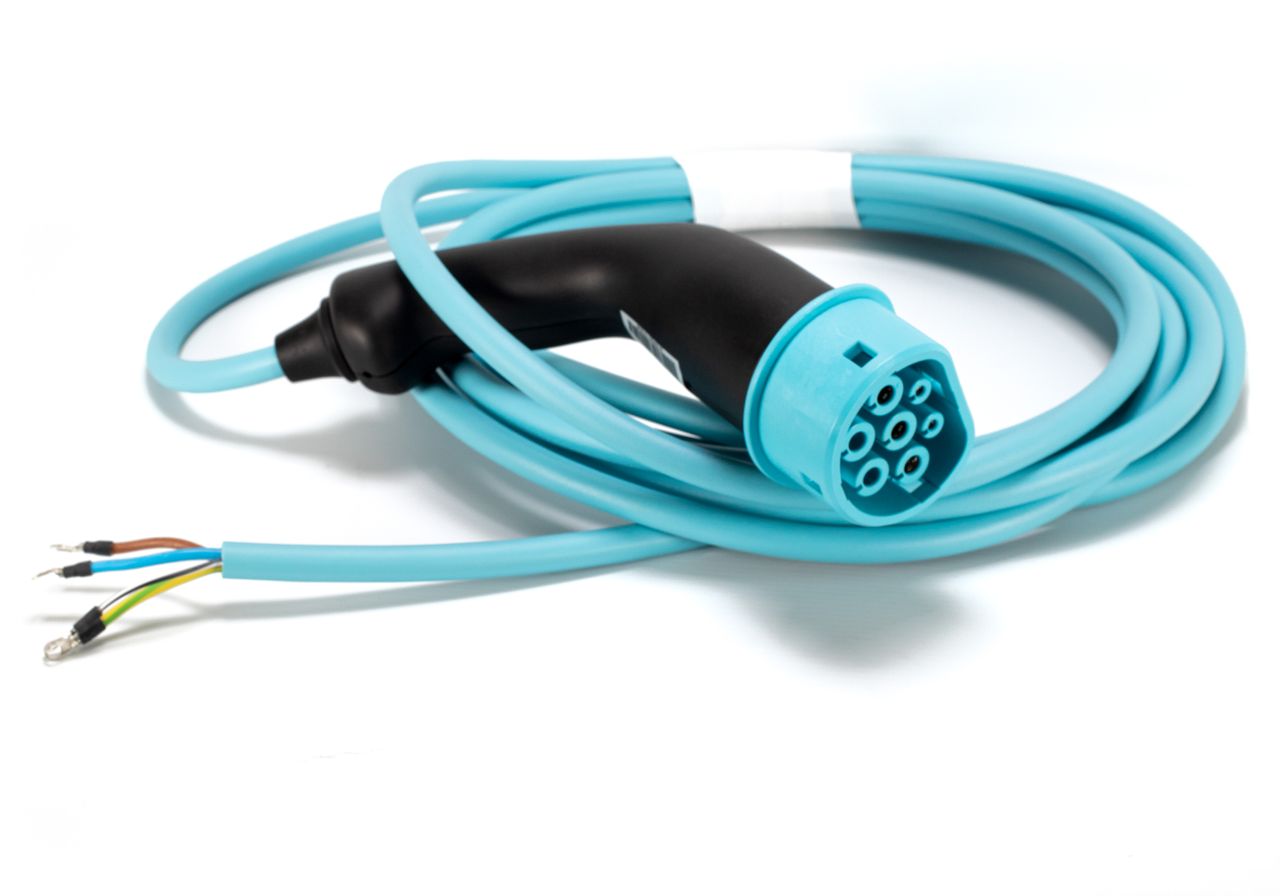 Typ 2 Ladestecker Elektro-Auto EV 5 m Ladekabel 22 kW Mode 3 blau (1m=9,98€)