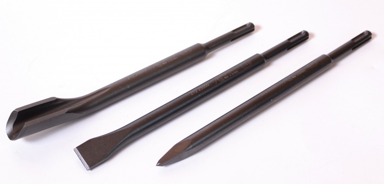 Zestaw dłut RENNSTEIG 3szt Zestaw dłut SDS-Plus Dłuto płaskie Dłuto szpiczaste 250 mm