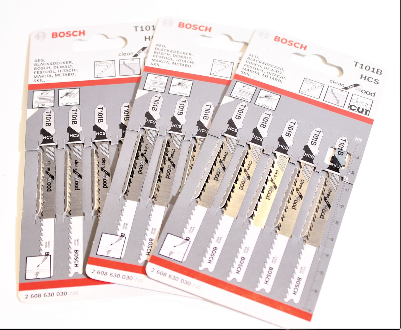 3x BOSCH Stichsägeblatt T101B HCS Stichsäge Sägeblatt 5er Pack Holz Wood Säge