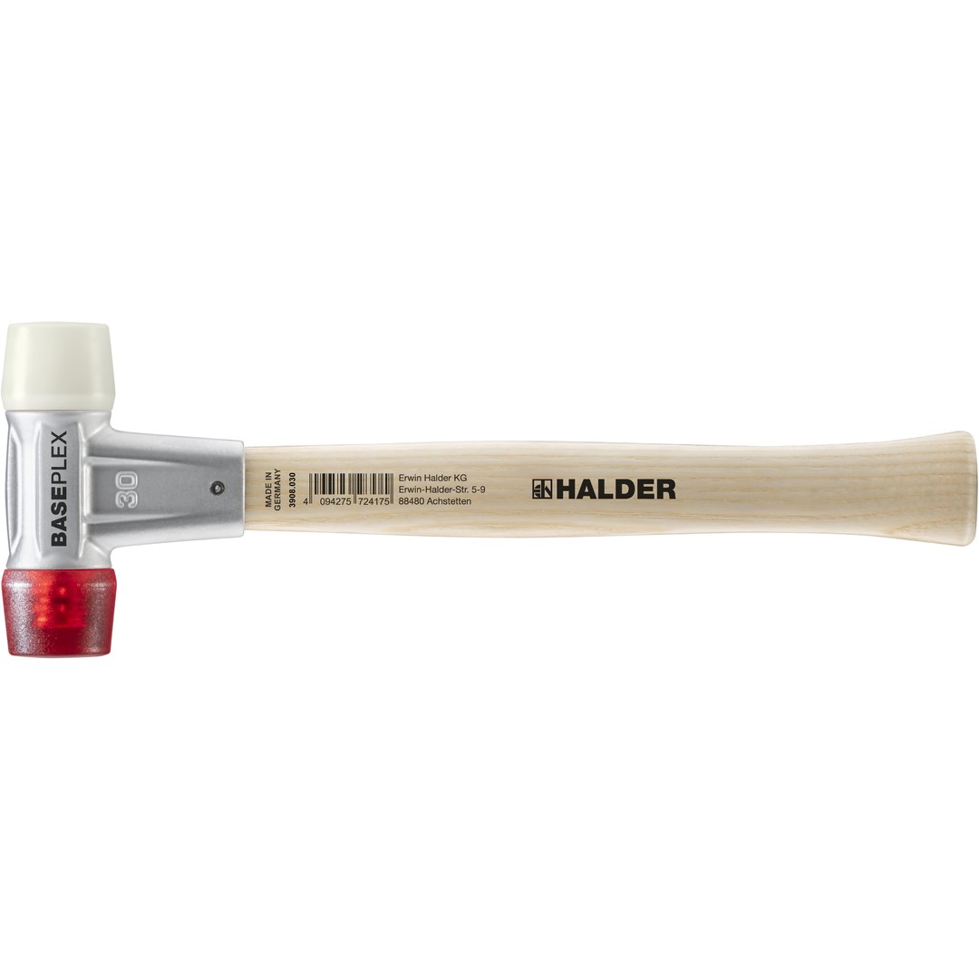 Młotek BASEPLEX z miękkim obuchem, nylon/octan celulozy z obudową z odlewu cynkowego i drewnianym trzonkiem | D=30 mm | 3968.030