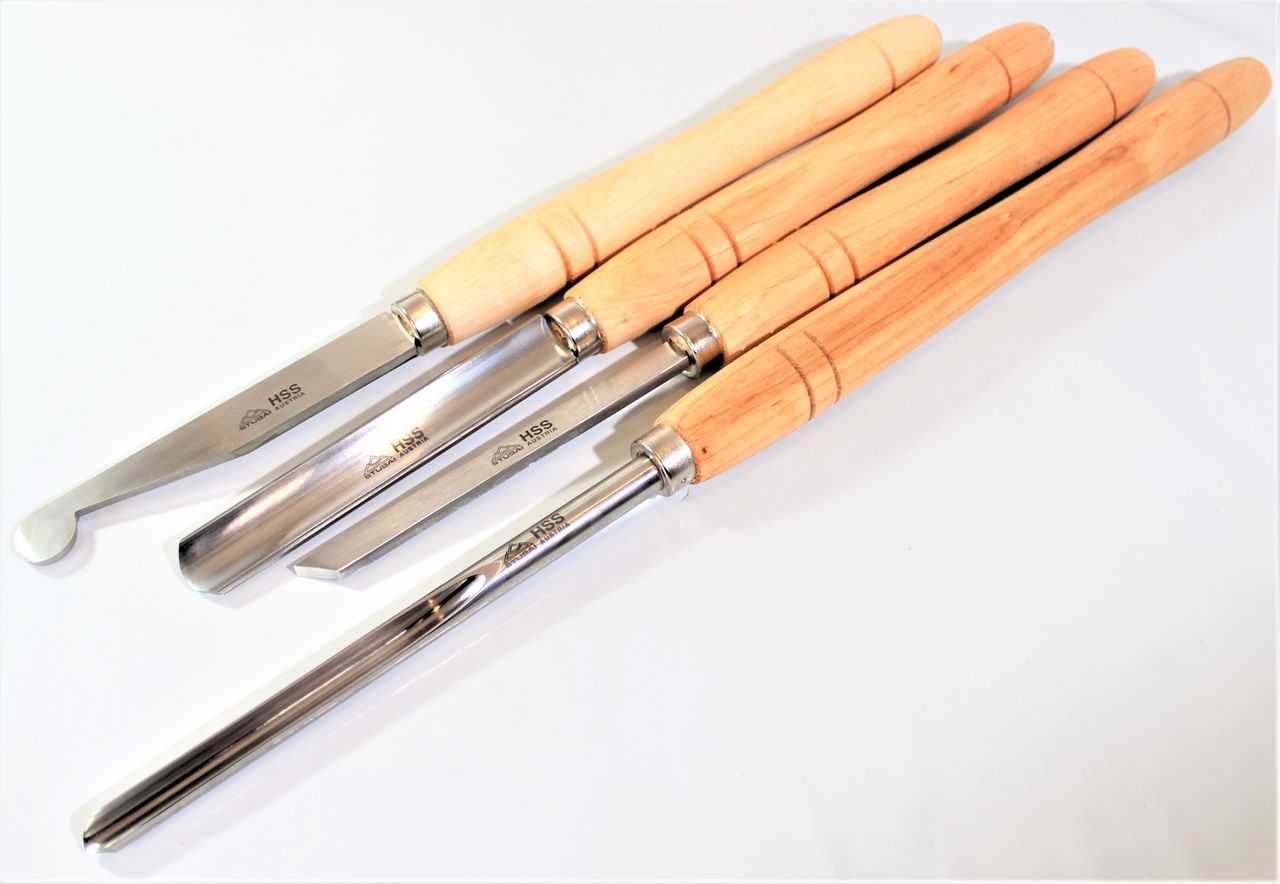 STUBAI Drechselmesser Set 4 tlg. S700002 Beitel Messer Drechseleisen in Tasche