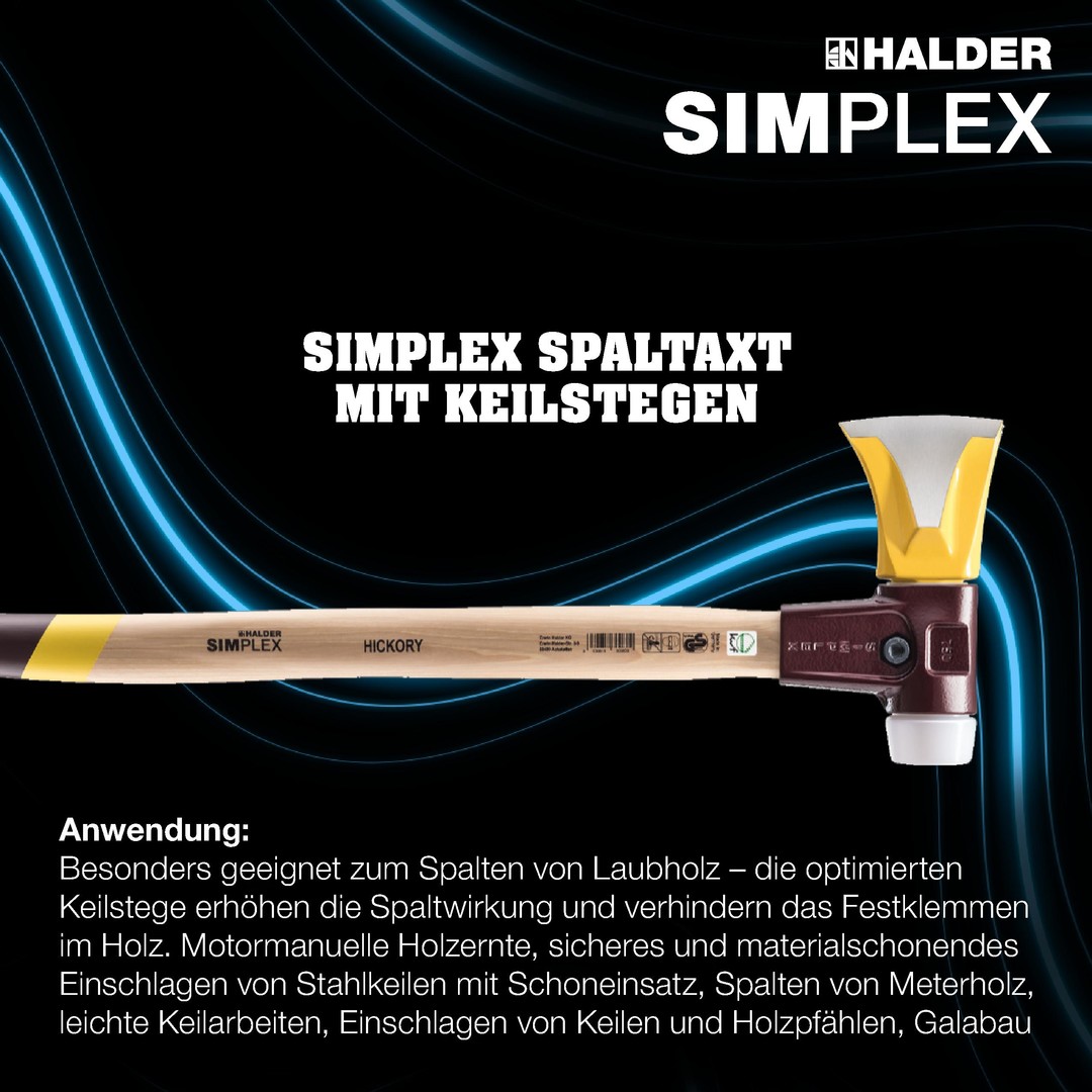 HALDER SIMPLEX-Spaltaxt mit Keilstegen 3007.751 Axt Forstarbeit Werkzeug