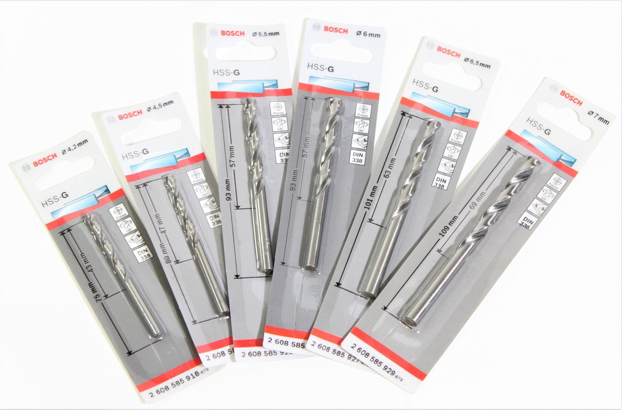 BOSCH HSS-G Metallbohrer Bohrwerkzeug Bohrarbeit Metallarbeit DIN 388 Set 6-tlg.