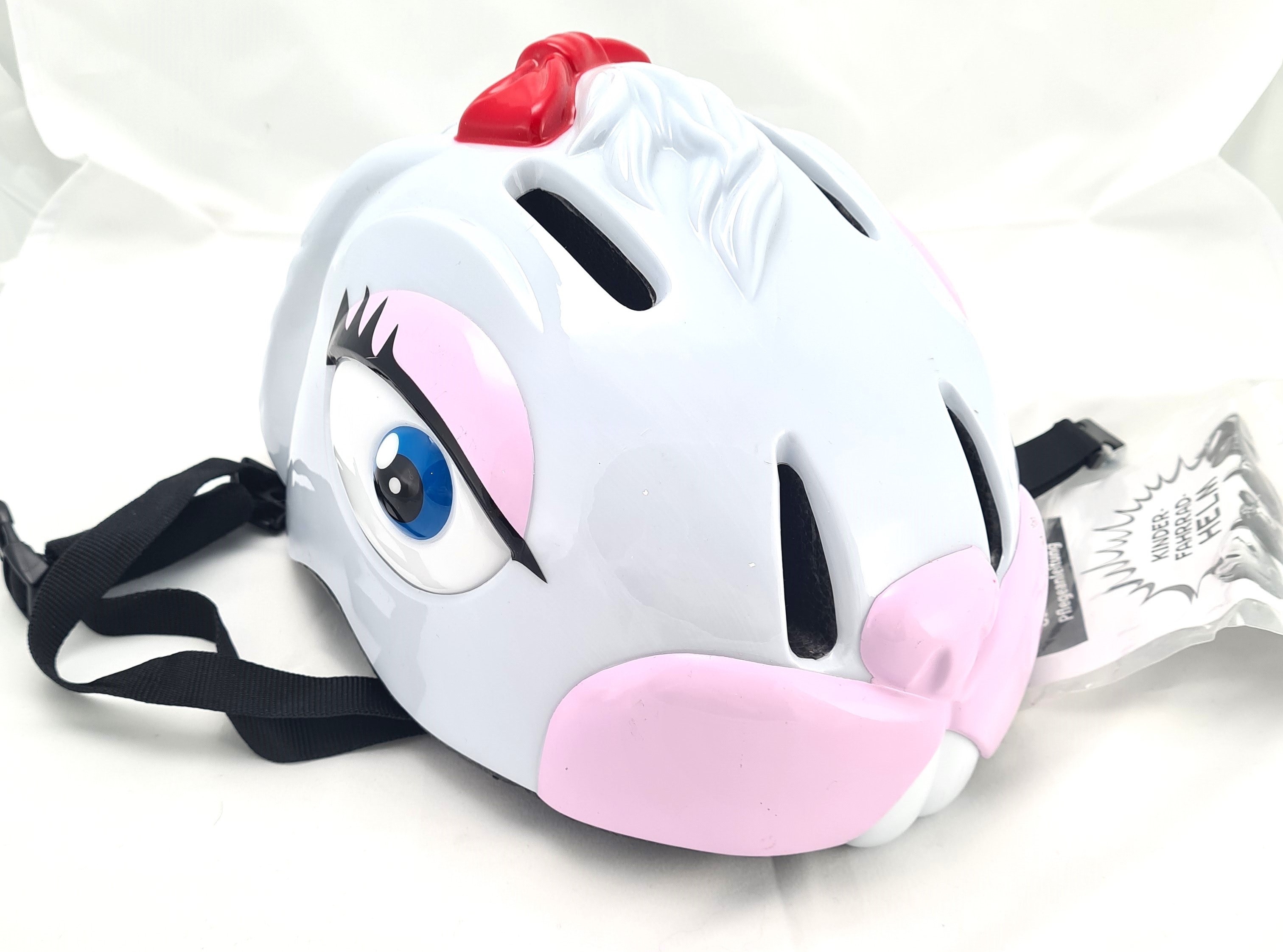 Safe & Sweet Kinder-Fahrradhelm 3D 49–55 cm Verstellbar Hasen-Design Robust Weiß