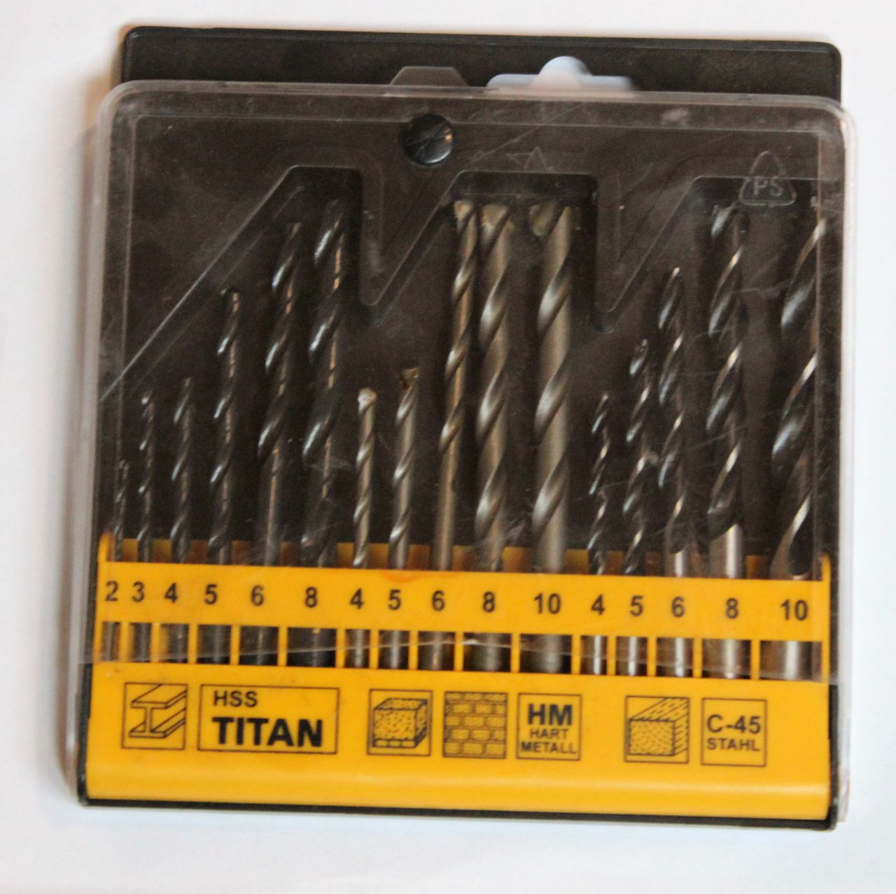 HSS Titan Bohrer Satz 16-teilig 2-10 mm Bohren Metall Holz Hartmetall Satz