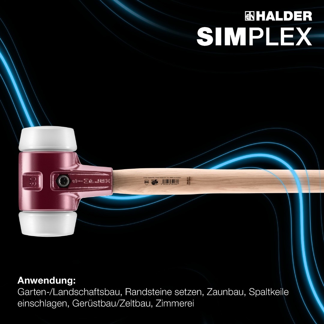 SIMPLEX-Vorschlaghammer, Superplastik; mit Tempergussgehäuse und Hickorystiel | D=140 mm | 3007.141