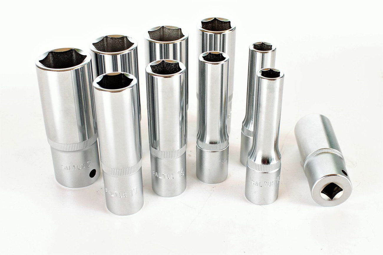 SALTUS 1/2" zestaw nasadek 10-24 mm sześciokąt 10-częściowy długa nakrętka