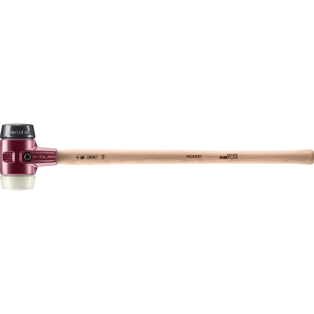 SIMPLEX-Vorschlaghammer, Gummikomposition / Nylon; mit Tempergussgehäuse und Hickorystiel | D=80 mm | 3028.081